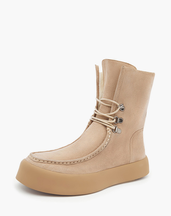 22-3200636-3698M Ботинки женские велюр/мех беж, Mascotte