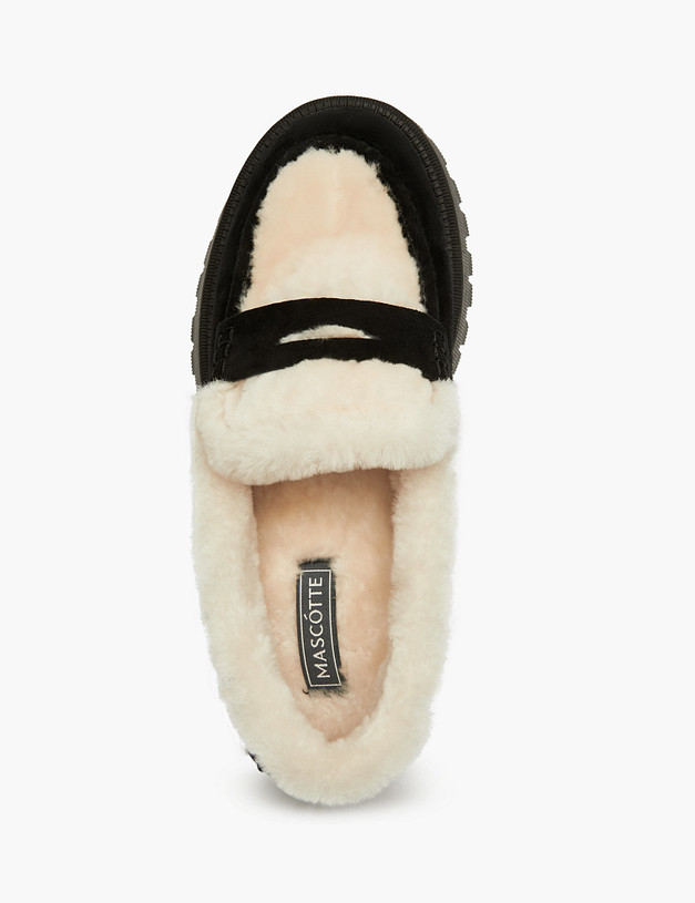 Черные женские лоферы на меху MASCOTTE 234-326635-3605M | ракурс 4