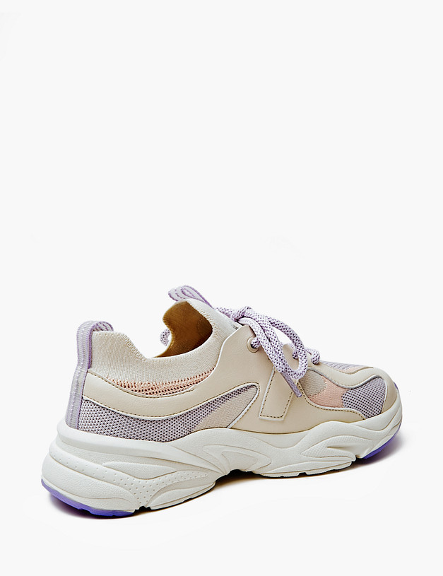 Молочные кроссовки для девочек с фиолетовыми шнурками MASCOTTE 234-413021-0207 | ракурс 6