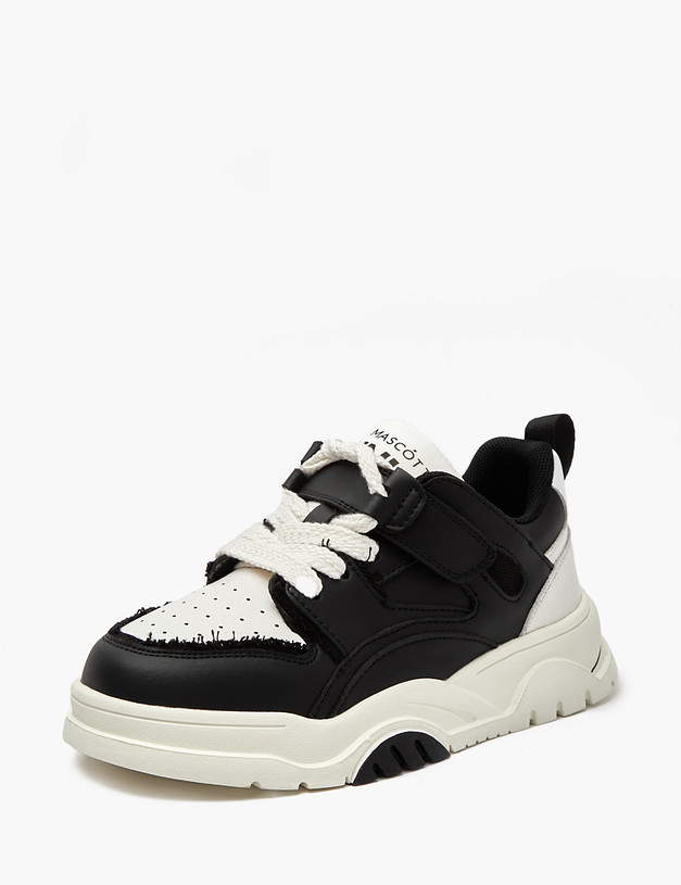 Черно-белые детские кроссовки MASCOTTE 234-412521-0602 | ракурс 5