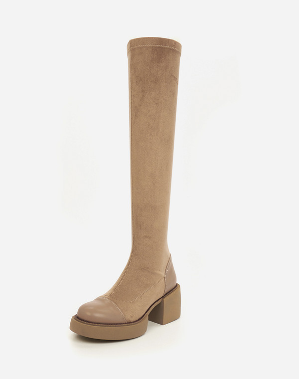 25-121522-2408 Сапоги женские текстиль-и.кожа/ворсин-нат.кожа беж, Mascotte