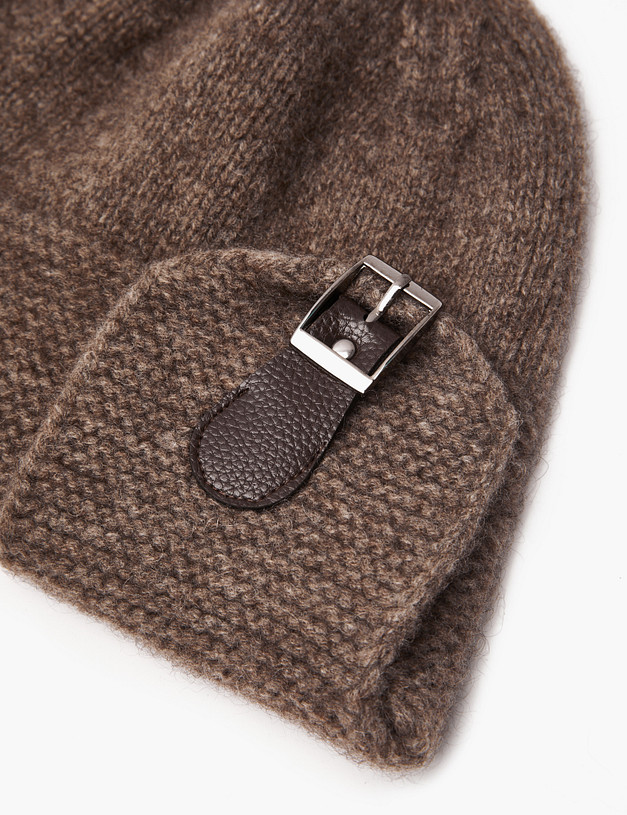 Темно-бежевая женская шерстяная шапка-ушанка MASCOTTE 998-4202-7509 | ракурс 3