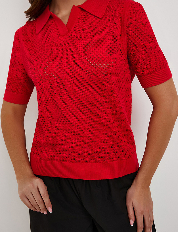 Красная женская футболка-поло MASCOTTE 852-6114-2605 | ракурс 3