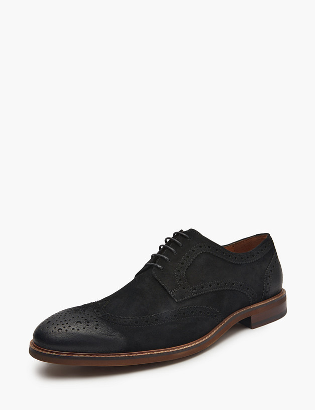 Черные велюровые мужские броги MASCOTTE 175-511511-0202 | ракурс 3