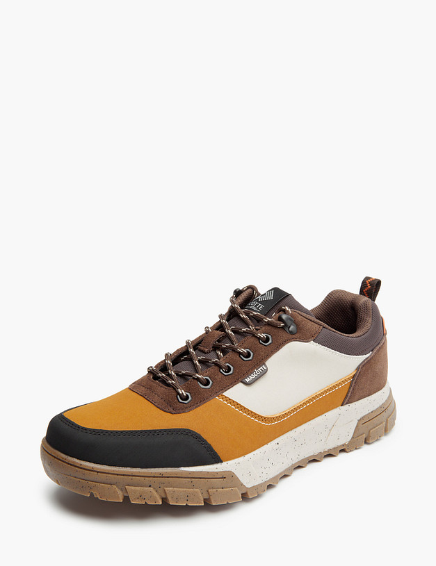 Рыжие мужские кроссовки из кожи и велюра MASCOTTE 189-220521-0613 | ракурс 3