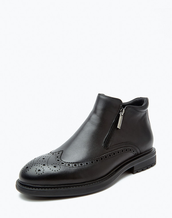 128-322223-0102 Ботинки мужские нат.кожа/ворсин-нат.кожа черн, Mascotte