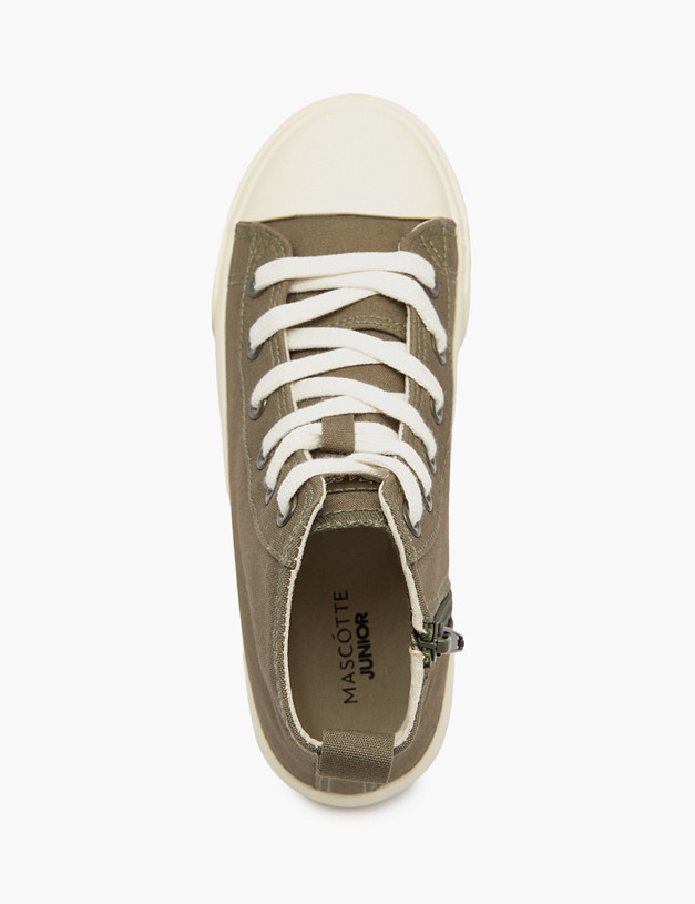 Оливковые детские высокие кеды MASCOTTE 98-511021-0204 | ракурс 5