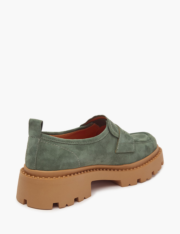 Зеленые женские лоферы из велюра MASCOTTE 233-3201813-4606M | ракурс 4