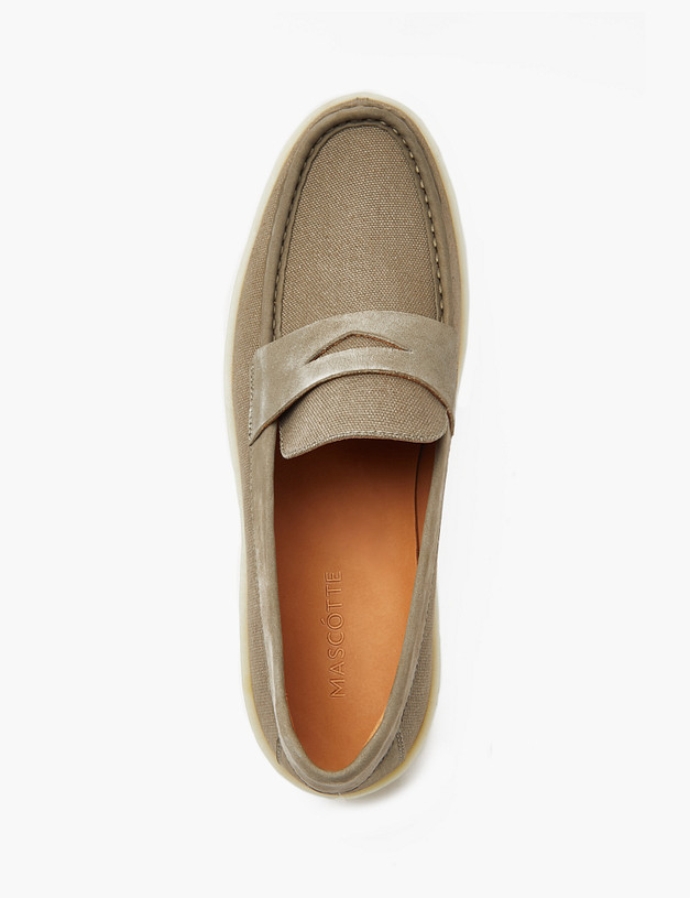Мужские лоферы из текстиля цвета хаки MASCOTTE 22-4170616-0204 | ракурс 4