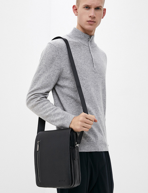 Черная кожаная мужская сумка MASCOTTE 622-0116-0102 | ракурс 1