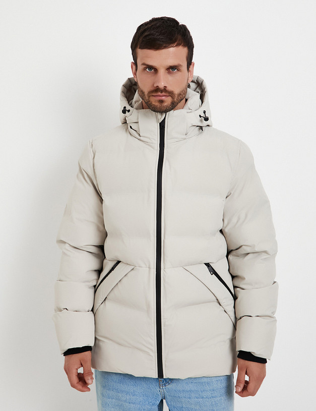 Серо-бежевый мужской пуховик MASCOTTE 885-5215-2408 | ракурс 1