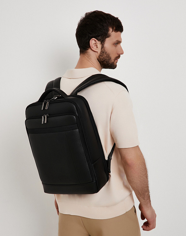 604-3233-1002 Рюкзак мужской нат.кожа-текстиль/текстиль черн, L, Mascotte