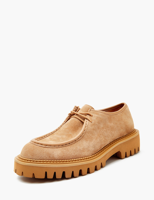 Темно-бежевые женские велюровые полуботинки MASCOTTE 233-4124311-2210M | ракурс 2