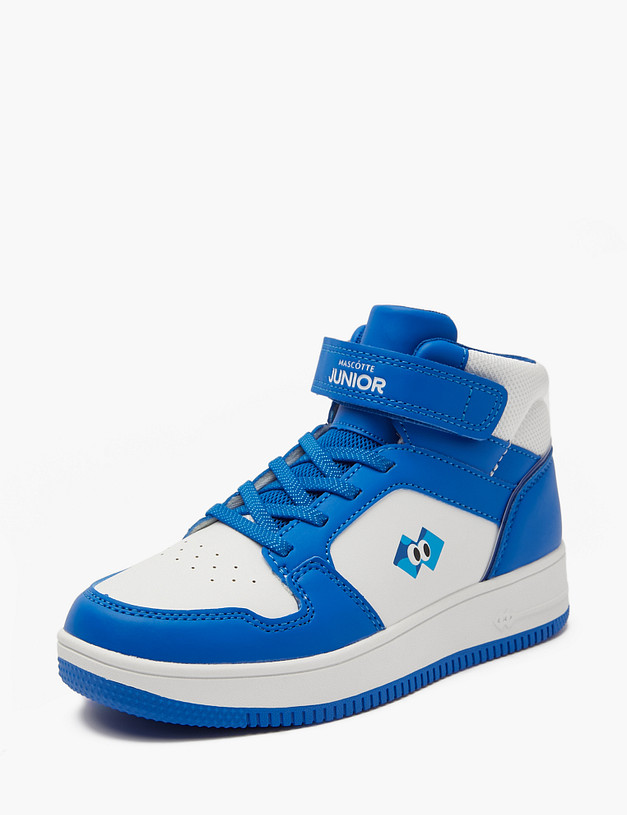 Синие высокие детские кроссовки с липучкой MASCOTTE 18-411622-0603 | ракурс 4 Синие высокие детские кроссовки с липучкой MASCOTTE 18-411622-0603 | ракурс 4