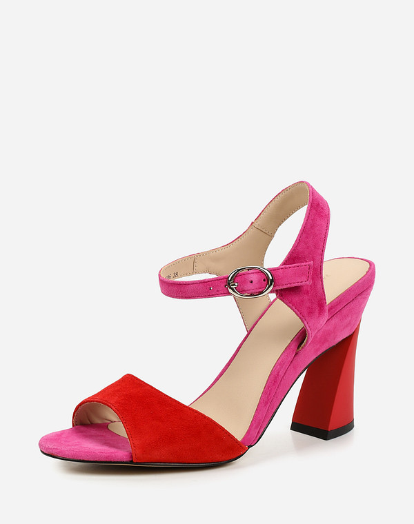 09-1101111-0606 Туфли летние женские велюр/нат.кожа розов.-красн, Mascotte