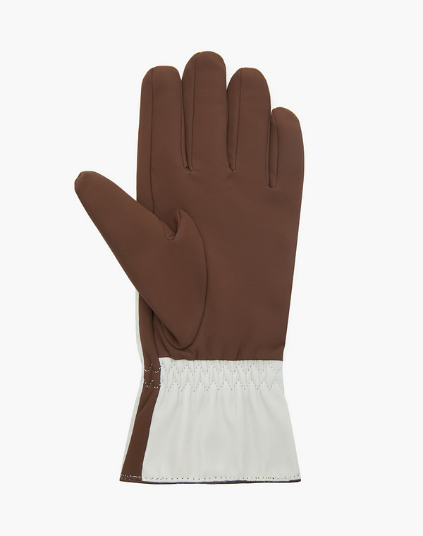 717-2219-201 Перчатки жен. текстиль/ворсин бел-корич, Mascotte