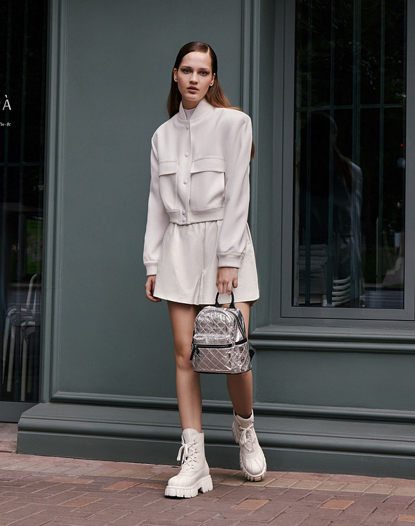 642-8134-16 Рюкзак женский и.кожа/текстиль серебро, M, Mascotte