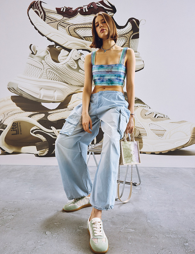 Зеленые женские кеды с разноцветными вставками MASCOTTE 234-512661-0204 | ракурс 1