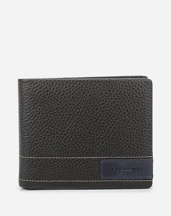 642-0136-102 Бумажник муж. нат.кожа/текстиль черн, Mascotte