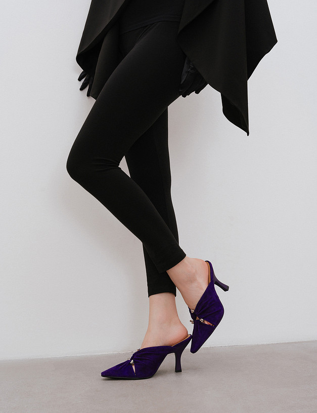 Темно-фиолетовые женские мюли на каблуке MASCOTTE 175-5163211-0603 | ракурс 9