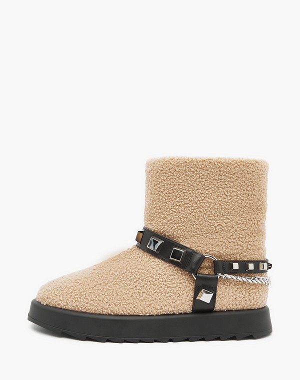 47-3203435-0408 Ботинки женские и.мех-нат.кожа/мех беж-черн, Mascotte