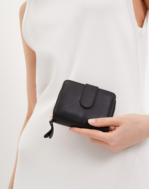 660-4101-102 Кошелёк жен. нат.кожа/и.кожа-текстиль черн, Mascotte