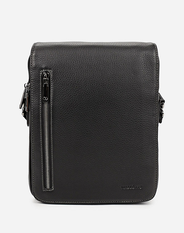 622-0116-0102 Сумка мужская нат.кожа/текстиль черн, M, Mascotte