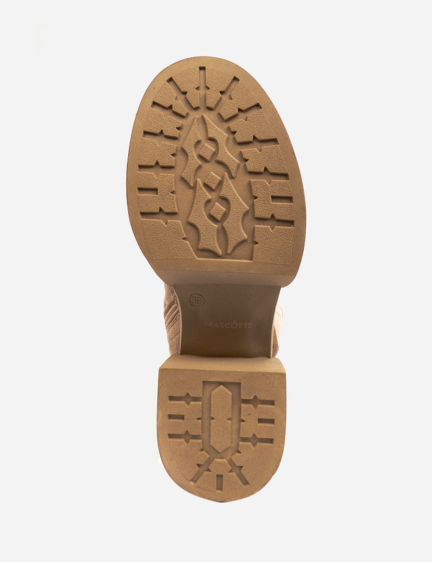 Бежевые женские ботфорты на широком каблуке MASCOTTE 25-121522-2408 | ракурс 5