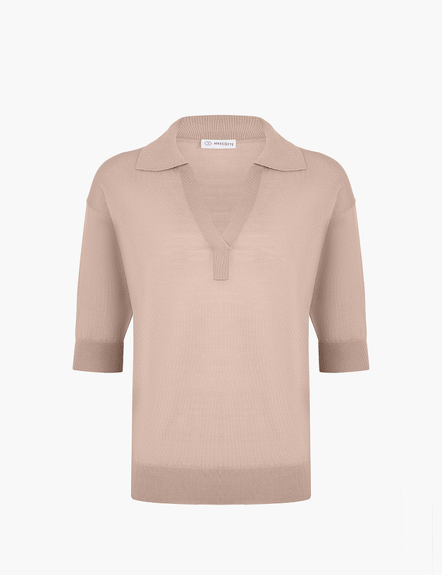 Бежевый женский джемпер из шерсти мериноса MASCOTTE 870-4214-7508 | ракурс 7