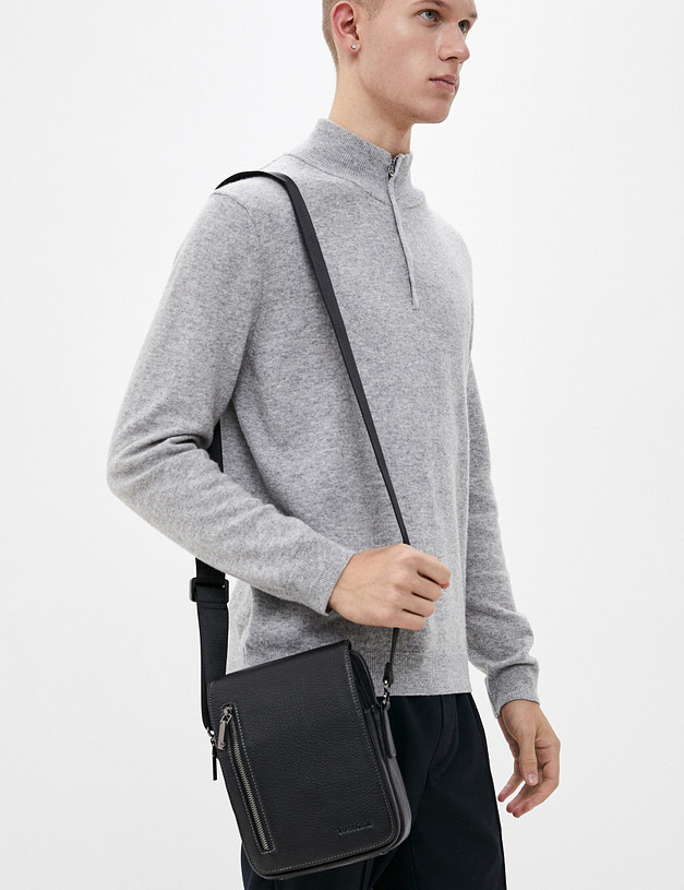 Черная кожаная мужская сумка-планшет MASCOTTE 622-0117-0102 | ракурс 1