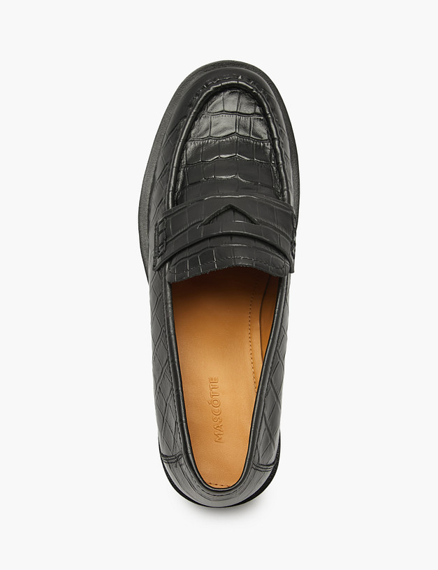 Черные женские лоферы с тиснением MASCOTTE 233-523213-0102 | ракурс 6