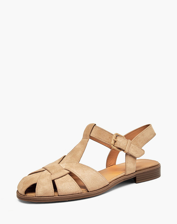 126-615211-0608 Туфли летние женские велюр/нат.кожа беж, Mascotte