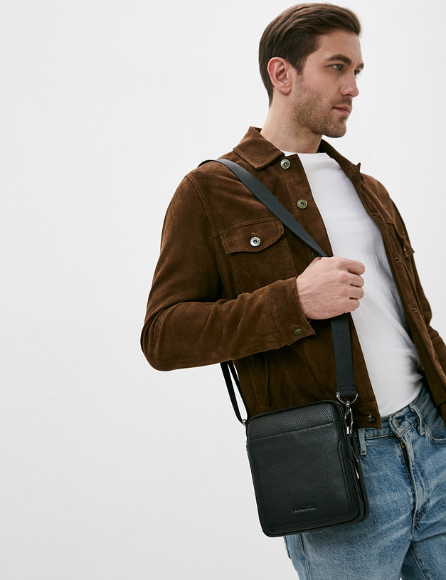 Черная кожаная мужская сумка MASCOTTE 622-1118-102 | ракурс 1