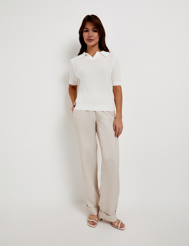 Белая женская футболка-поло MASCOTTE 852-6114-2601 | ракурс 2