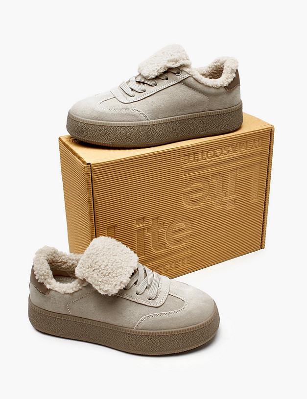 Бежевые женские кеды на меху MASCOTTE 234-525641-0208 | ракурс 6