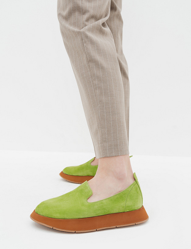 Зеленые женские велюровые слипоны MASCOTTE 172-3201315-4638M | ракурс 2