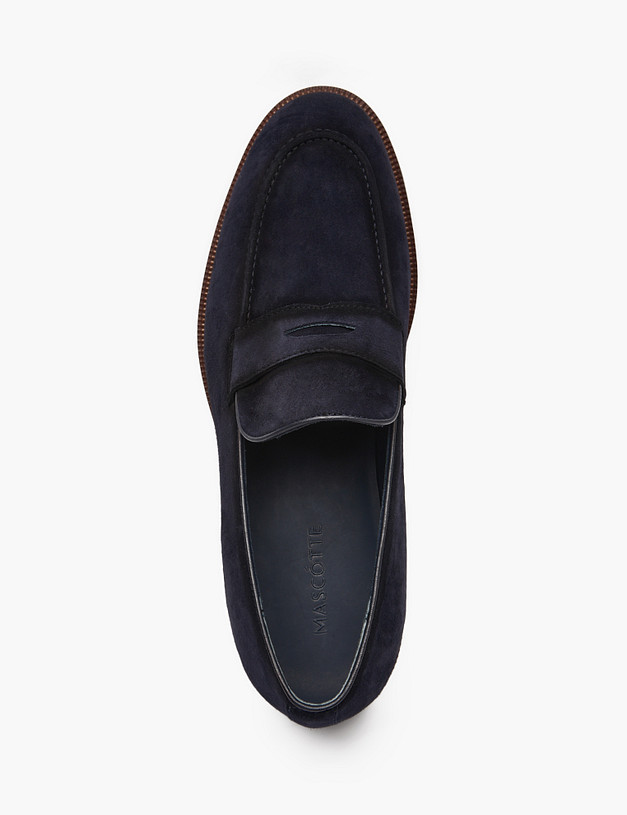 Синие мужские велюровые лоферы MASCOTTE 175-512611-0603 | ракурс 5