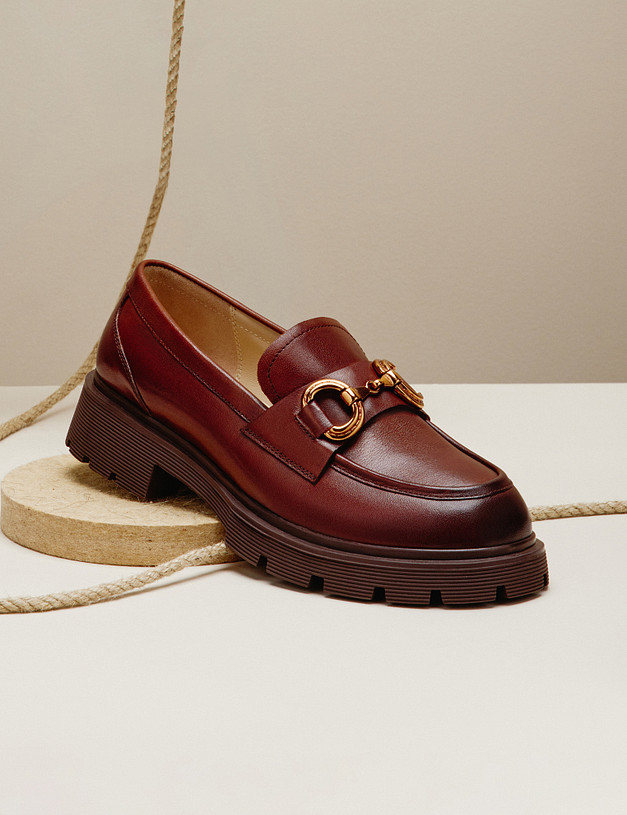 Коричневые женские лоферы из натуральной кожи MASCOTTE 58-220811-0109 | ракурс 1