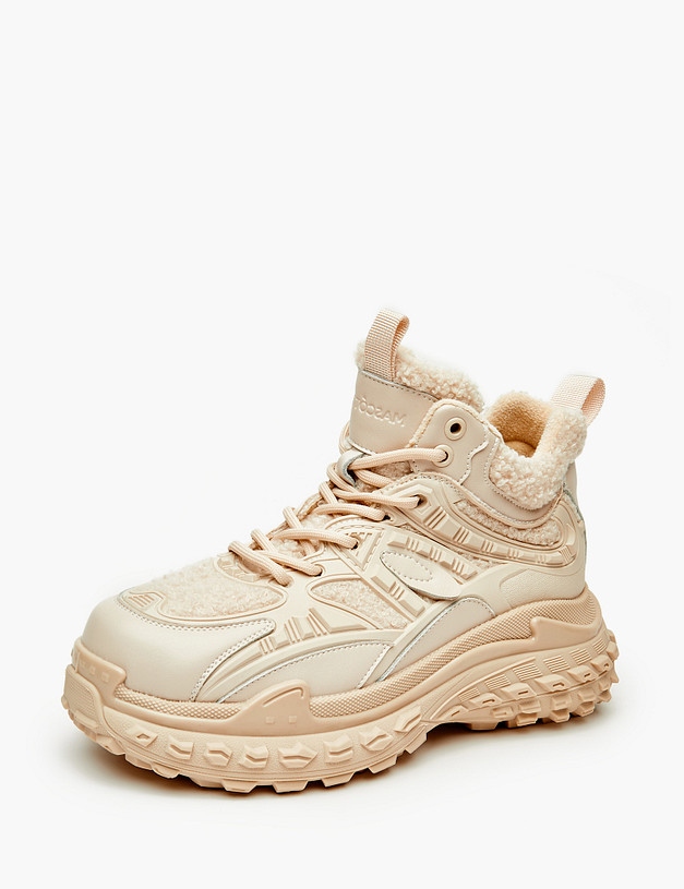 Бежевые женские утепленные кроссовки MASCOTTE 234-323621-0408 | ракурс 2