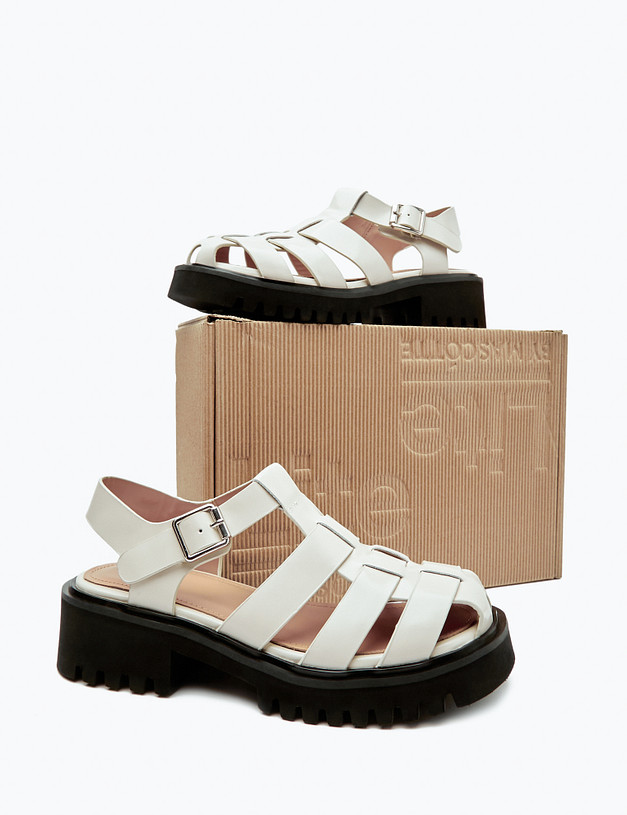 Молочные женские сандалии MASCOTTE 58-411811-0101 | ракурс 7