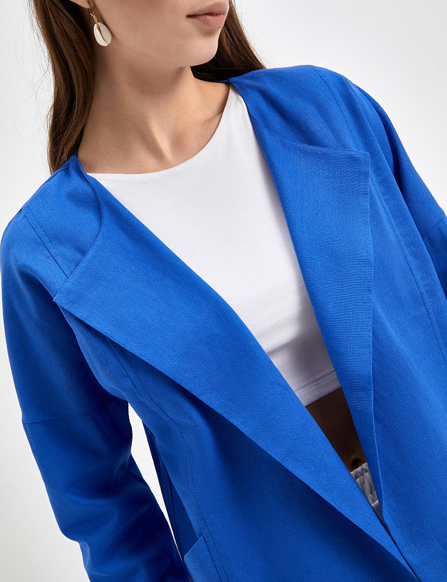 Синий женский жакет свободного кроя MASCOTTE 790-3115-2703 | ракурс 6 Синий женский жакет свободного кроя MASCOTTE 790-3115-2703 | ракурс 6