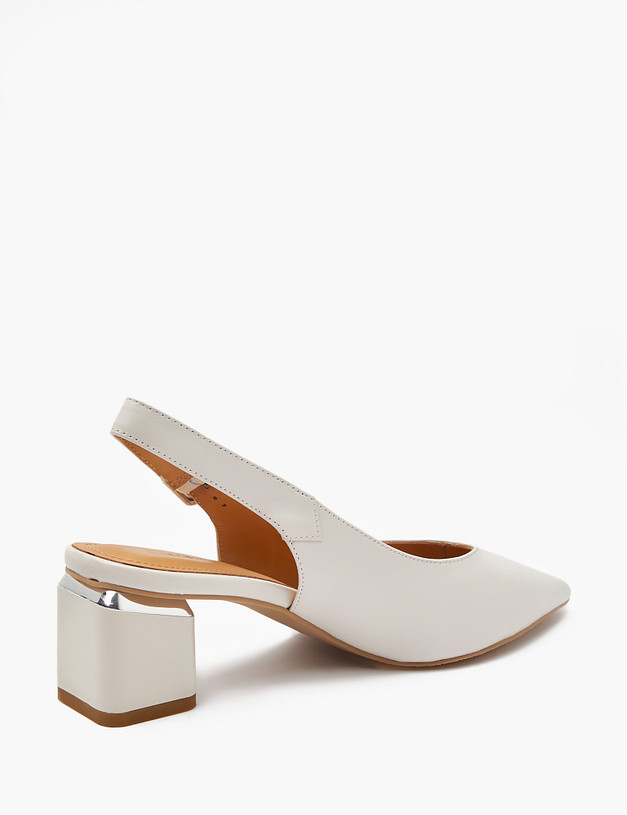 Молочные женские босоножки на устойчивом каблуке MASCOTTE 233-412012-0501 | ракурс 3