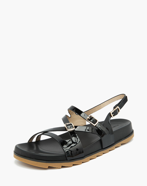 233-2143715-3701M Туфли летние женские лак.кожа/нат.кожа черн, Mascotte