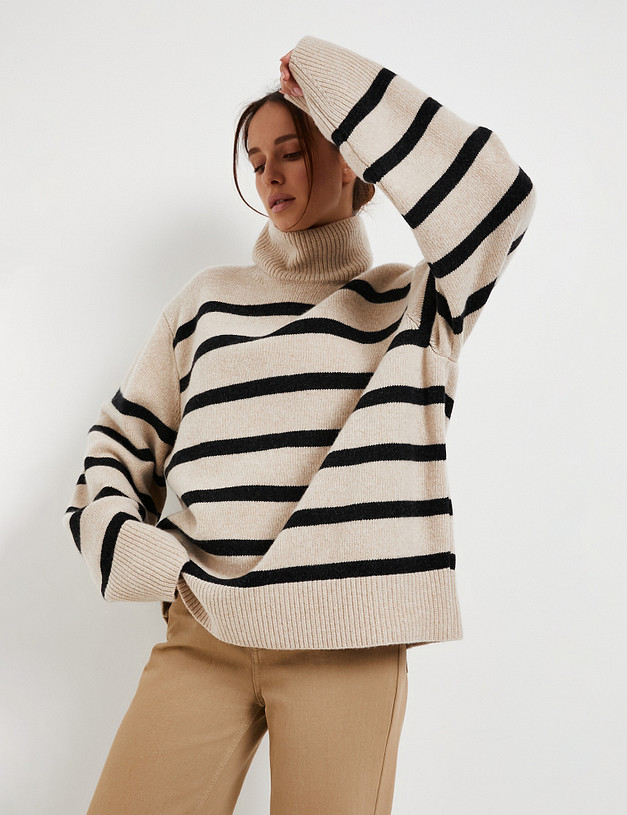 Бежевый женский свитер в полоску MASCOTTE 990-5201-7528 | ракурс 5