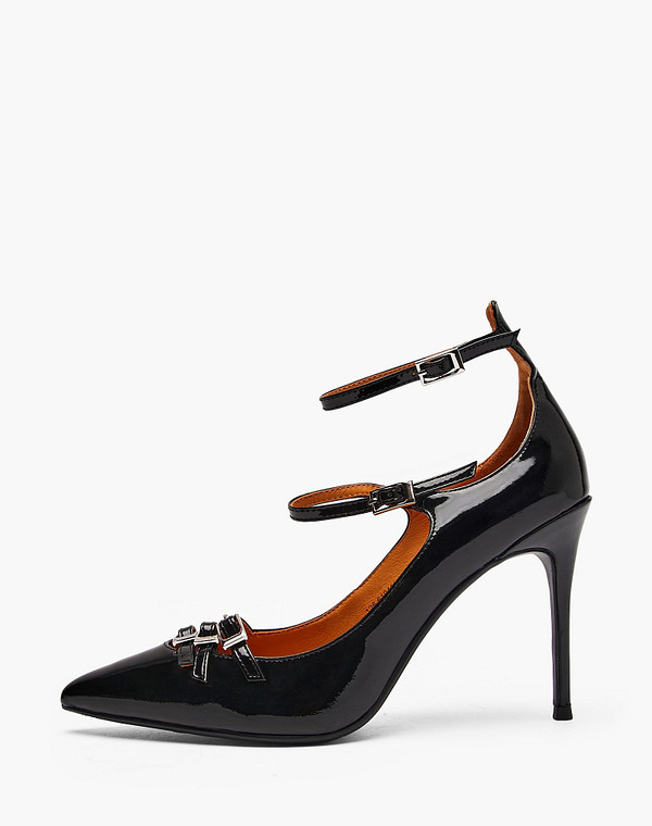 126-610411-0702 Туфли женские лак.кожа/нат.кожа черн, Mascotte