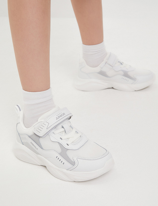 Белые детские кроссовки на липучке MASCOTTE 189-412522-0201 | ракурс 2 Белые детские кроссовки на липучке MASCOTTE 189-412522-0201 | ракурс 2