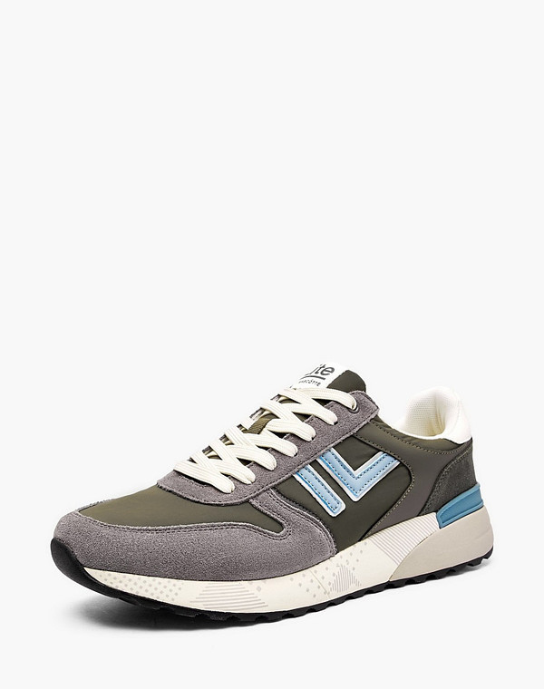 64-6191022-0210 Полуботинки для активного отдыха мужские велюр-текстиль/текстиль серый-зелен, Lite by Mascotte