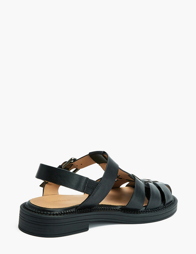 Черные кожаные женские сандалии MASCOTTE 233-3181911-7100M | ракурс 3