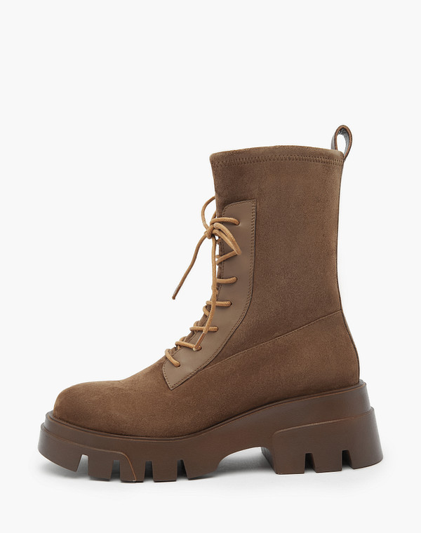 15-3204622-3666M Ботинки женские велюр-нат.кожа/ворсин-текстиль корич, Mascotte