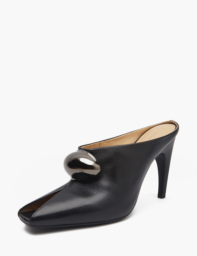 Черные кожаные женские мюли MASCOTTE 175-5163011-3501M | ракурс 2 Черные кожаные женские мюли MASCOTTE 175-5163011-3501M | ракурс 2
